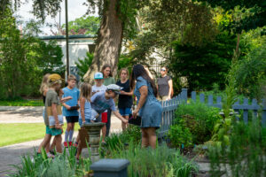Children learning in the herb garden