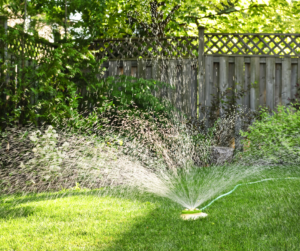 Sprinkler watering yard