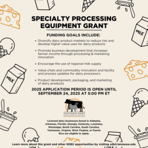 Cover photo for Specialty Processing Equipment Grant OPEN NOW!!