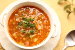 A bowl of vegetable soup